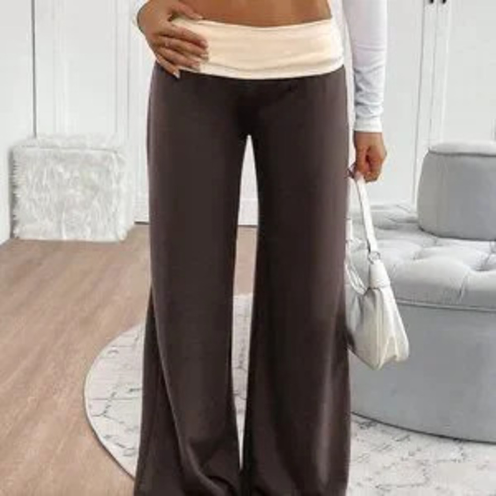 Brown Casual Women's Wide Leg Sweatpants